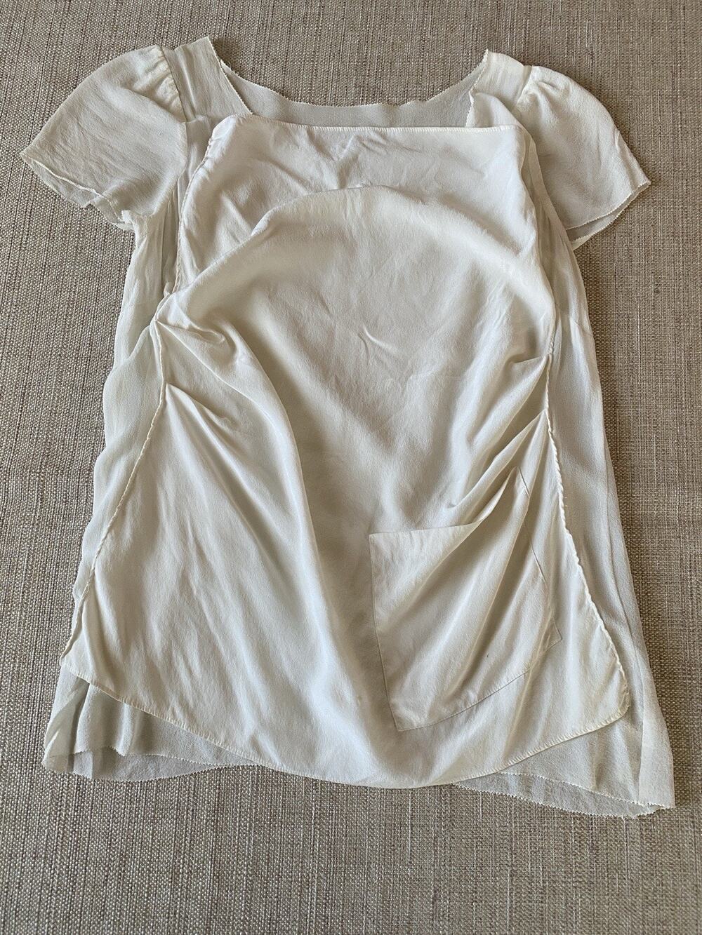 Madison Marcus Silk Blouse Cream Square Neck Size S